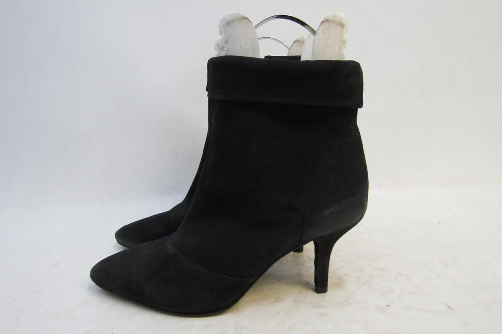 Vince Camuto Womens Sz 9 M Black Suede Zip Fold Over Ankle Fashion Boots Bootie